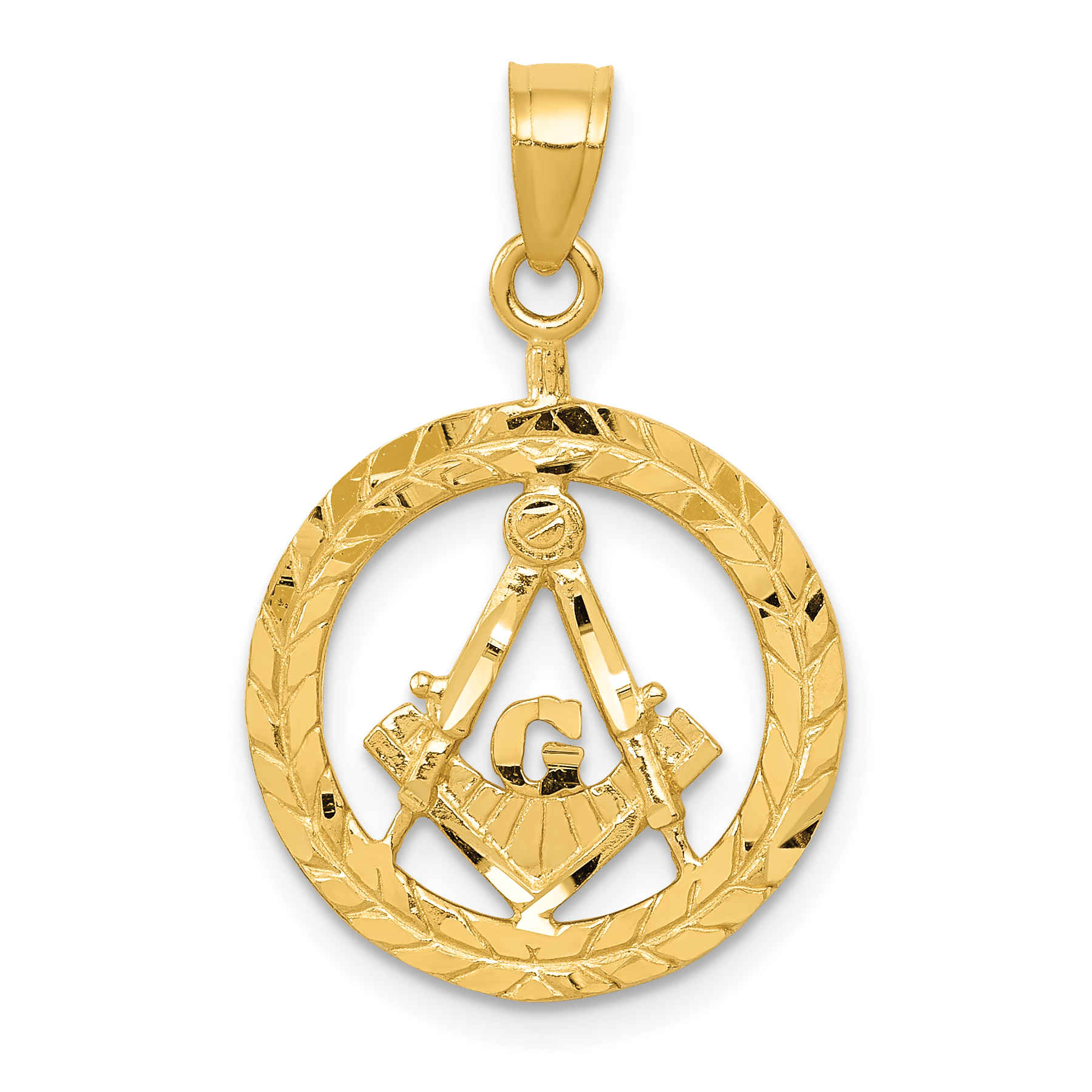 14k Polished and Diamond-cut Masonic Symbol Pendant (K6116)
