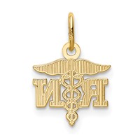 14K Yellow Gold Diamond-cut Polished RN Registered Nurse Pendant view 3
