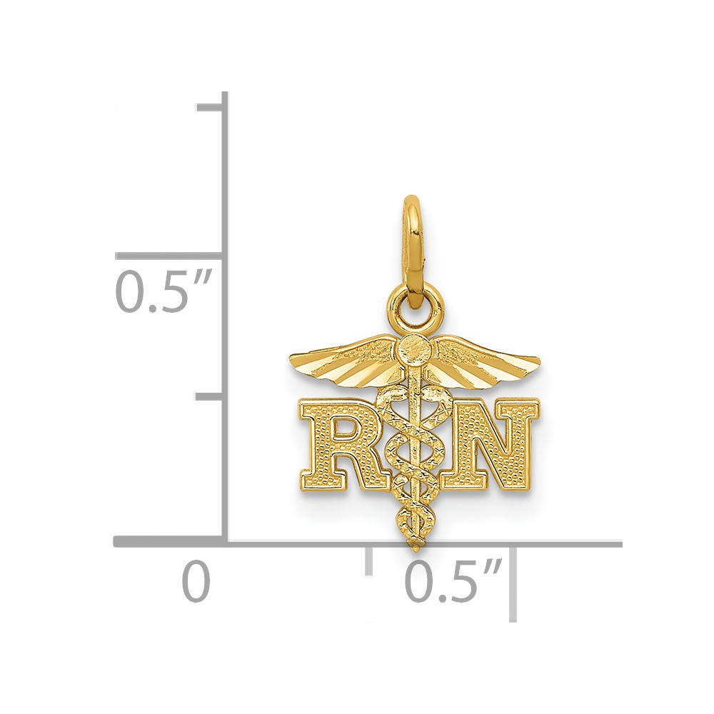 14k Diamond-cut Polished RN Nurse Pendant (K6117)