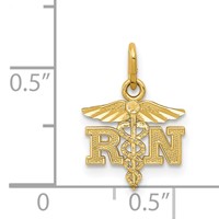 14K Yellow Gold Diamond-cut Polished RN Registered Nurse Pendant view 4