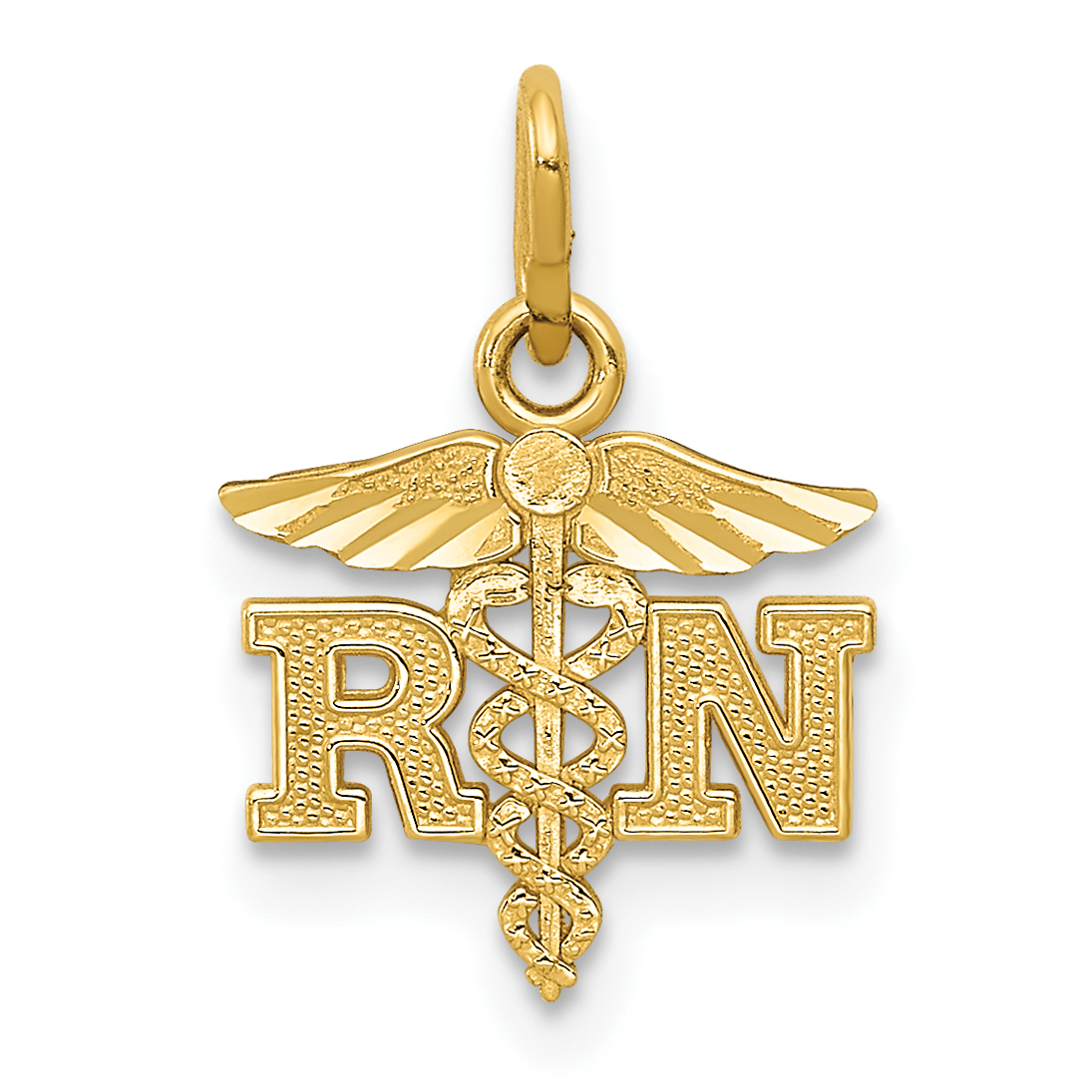 14k Diamond-cut Polished RN Nurse Pendant (K6117)
