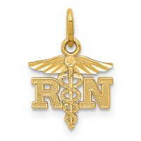 14K Yellow Gold Diamond-cut Polished RN Registered Nurse Pendant view 1