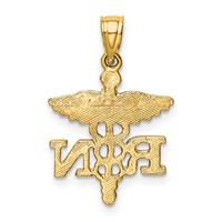 14K Yellow Gold Diamond-cut RN Registered Nurse Pendant view 3