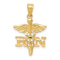 14K Yellow Gold Diamond-cut RN Registered Nurse Pendant view 1