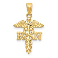 14K Diamond-cut Polished RN Registered Nurse Pendant view 1