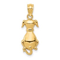 14K Polished Sitting Dog Back Pendant view 1