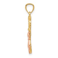 14K Two-tone Polished Diamond-cut Big and Little Sitting Cats Pendant view 2