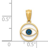 14K Yellow Gold Polished Enameled Eye Pendant view 3