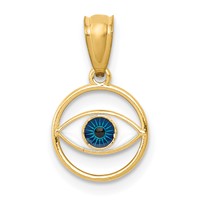 14K Yellow Gold Polished Enameled Eye Pendant view 1