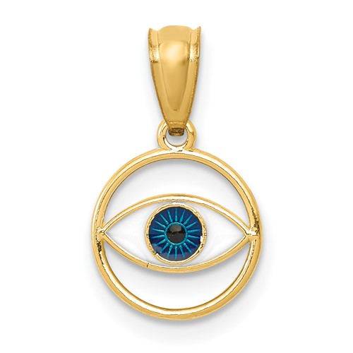 14K Polished Enameled Eye Pendant