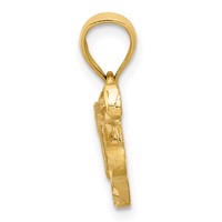 14K Yellow Gold Satin Diamond-cut Acoustic Guitar Pendant view 2