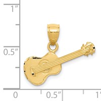 14K Yellow Gold Satin Diamond-cut Acoustic Guitar Pendant view 4