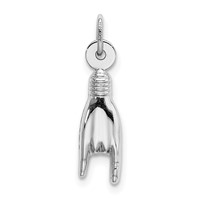 14K White Gold 3-D Rock on Sign Charm view 3