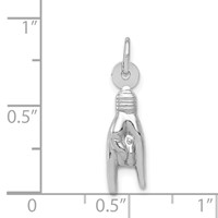 14K White Gold 3-D Rock on Sign Charm view 4