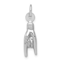 14K White Gold 3-D Rock on Sign Charm view 1
