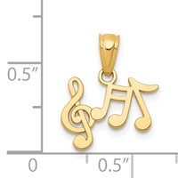 14K Yellow Gold Polished Music Notes and Treble Clef Pendant view 4