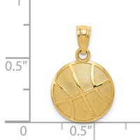 14K Yellow Gold Satin and Polished Basketball Pendant view 4