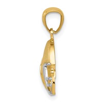 14K and White Rhodium Satin Polished Football Helmet Pendant view 2