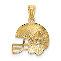 14K and White Rhodium Satin Polished Football Helmet Pendant view 3