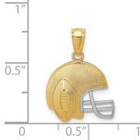14K and White Rhodium Satin Polished Football Helmet Pendant view 4