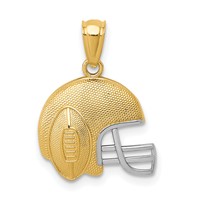 14K and White Rhodium Satin Polished Football Helmet Pendant view 1