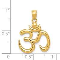 14K Yellow Gold Polished Om Symbol Pendant view 4