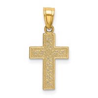 14K Yellow Gold Diamond-cut Pendant with -x- Center Cross view 3