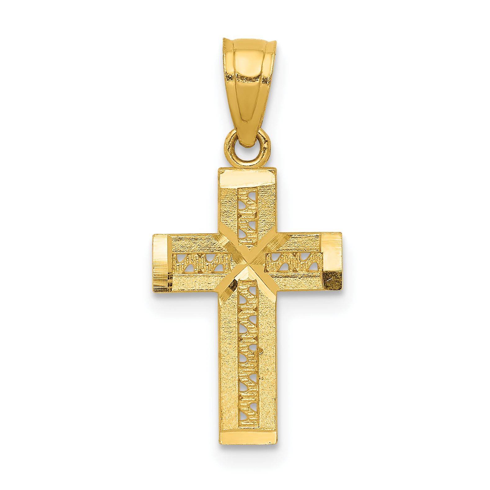 14k Diamond-cut Cross w/X Center Pendant (K6153)