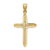 14K Yellow Gold Polished Braided Cross Pendant view 3
