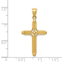 14K Yellow Gold Polished Braided Cross Pendant view 4