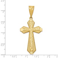 14K Yellow Gold Diamond-cut Nugget Center Cross Pendant view 4