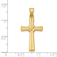 14K Yellow Gold Hollow -x- Center Cross Pendant view 4