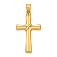 14K Yellow Gold Hollow -x- Center Cross Pendant view 1