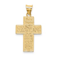 14K Yellow Gold Textured Reversible Lord's Prayer in Spanish Cross Pendant view 3