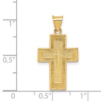 14K Yellow Gold Textured Reversible Lord's Prayer in Spanish Cross Pendant view 4