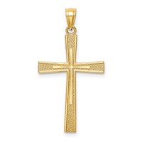 14K Yellow Gold Reversible Satin Diamond-cut Cross Pendant view 3