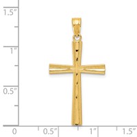 14K Yellow Gold Reversible Satin Diamond-cut Cross Pendant view 4