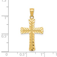 14K Yellow Gold Diamond-cut Latin Cross Pendant view 4