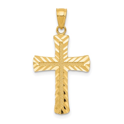 14K Yellow Gold Diamond-cut Latin Cross Pendant