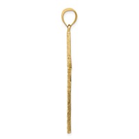 14K Yellow Gold Polished and Textured Diamond-cut Latin Cross Pendant view 2