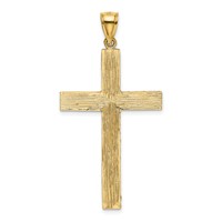 14K Yellow Gold Polished and Textured Diamond-cut Latin Cross Pendant view 3