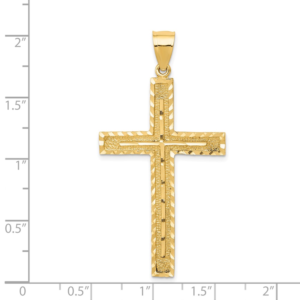 14k Polished and Textured Diamond-cut Latin Cross Pendant (K6169)
