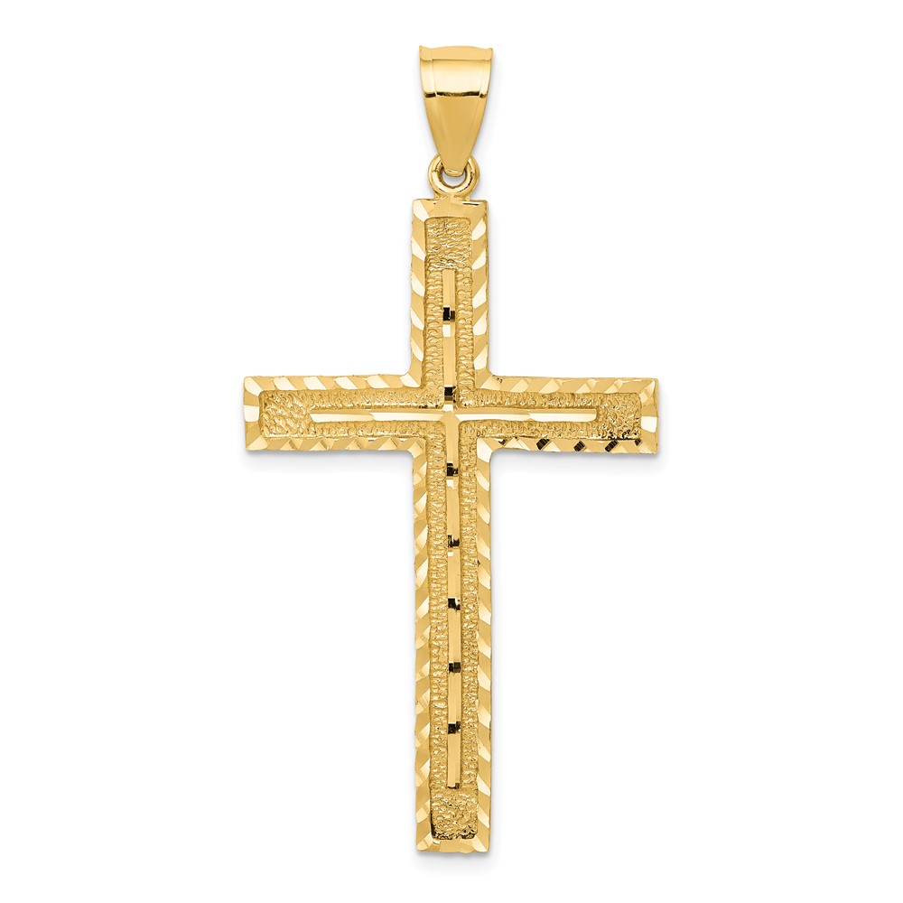 14k Polished and Textured Diamond-cut Latin Cross Pendant (K6169)