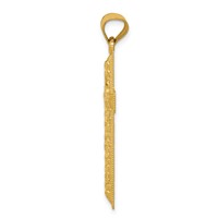14K Yellow Gold Diamond-cut Latin Cross Pendant view 2