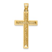 14K Yellow Gold Diamond-cut Latin Cross Pendant view 3