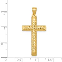 14K Yellow Gold Diamond-cut Latin Cross Pendant view 4