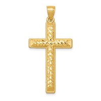 14K Yellow Gold Diamond-cut Latin Cross Pendant view 1