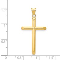 14K Yellow Gold Polished Tube Cross Pendant view 4