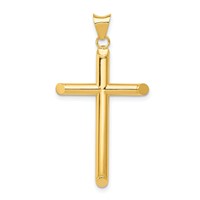 14K Yellow Gold Polished Tube Cross Pendant view 1