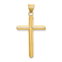14K Yellow Gold Polished Tube Cross Pendant view 4